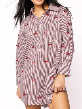 Queen of Sparkles Striped Cherry Romper